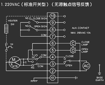 220VAC標(biāo)準(zhǔn)開關(guān)型<a href='http://m.tbzzf.cn/Product/diefa/diandongdiefa/' target='_blank'>電動<a href='http://m.tbzzf.cn/Product/diefa/' target='_blank'>蝶閥</a></a>接線圖