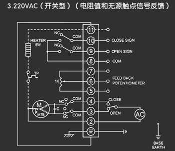 220VAC開關(guān)型<a href='http://m.tbzzf.cn/Product/diefa/diandongdiefa/' target='_blank'>電動<a href='http://m.tbzzf.cn/Product/diefa/' target='_blank'>蝶閥</a></a>接線圖