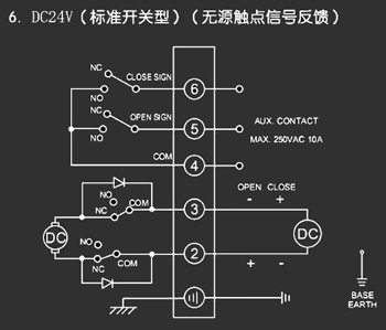 ＤＣ24Ｖ標(biāo)準(zhǔn)開關(guān)型<a href='http://m.tbzzf.cn/Product/diefa/diandongdiefa/' target='_blank'>電動<a href='http://m.tbzzf.cn/Product/diefa/' target='_blank'>蝶閥</a></a>接線圖